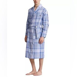 Polo Ralph Lauren Men’s Cotton Plaid Robe Blue S/M